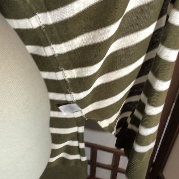 Talbots Women's Small Cardigan Olive/ White Stripe L/S Open Knit Linen NWOT - Picture 11 of 13